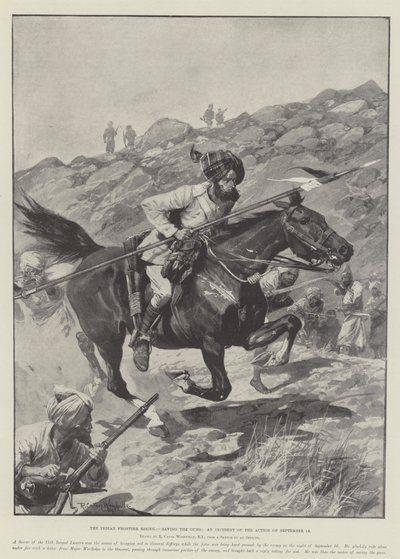 The Indian Frontier Rising, Saving the Guns, an Incident of the Action of 16 September by Richard Caton Woodville junior